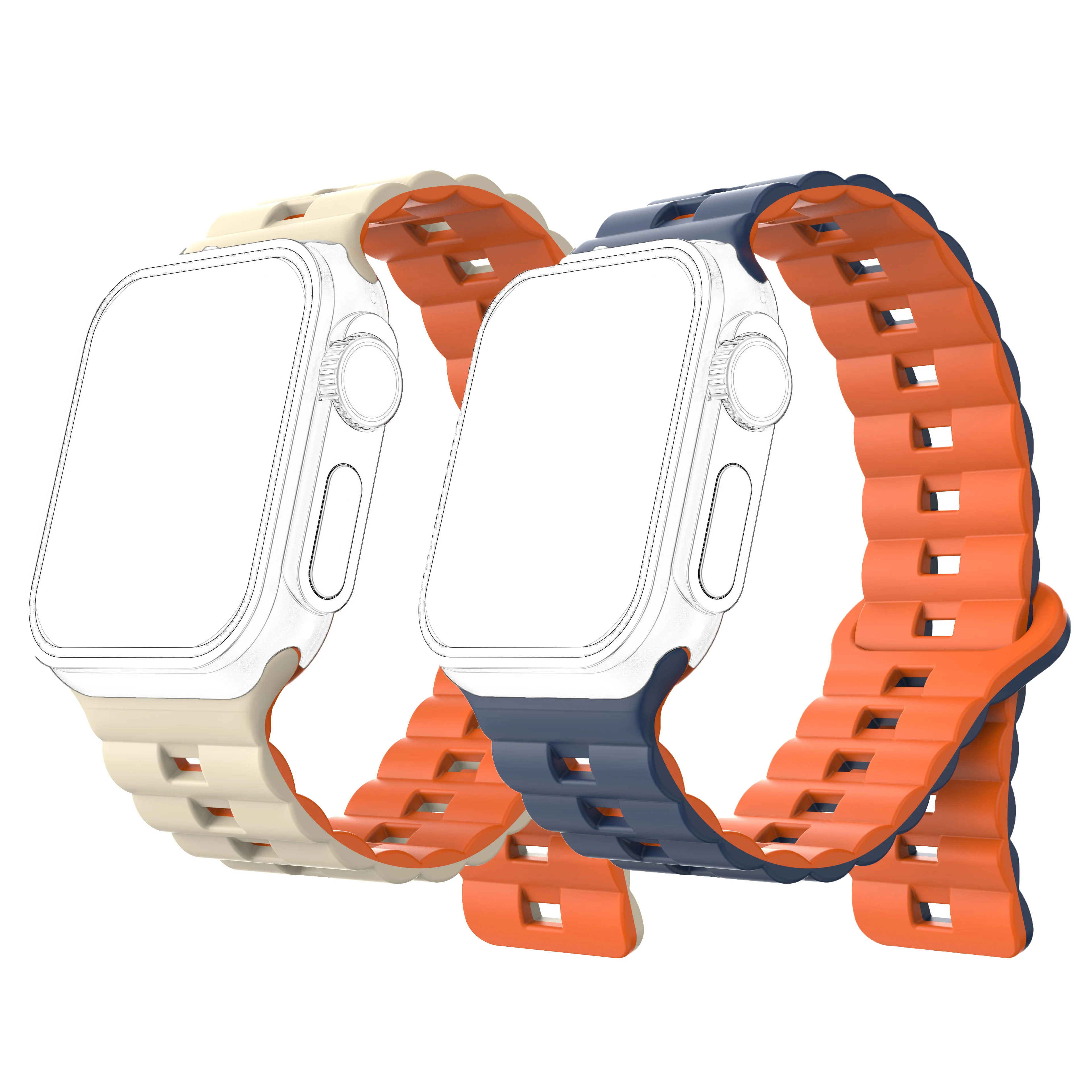 2 Pack Sport Bands Compatible with Apple Watch Band 38mm 40mm 41mm 42mm 44mm 45mm 49mm, Soft Silicone Waterproof Strap Compatibl