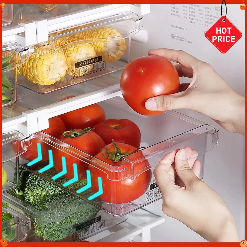 2026 Best-Selling Model Kitchen Storage Box Fruit Vegetable Preservation Organizer Transparent Egg Container Under-shelf
