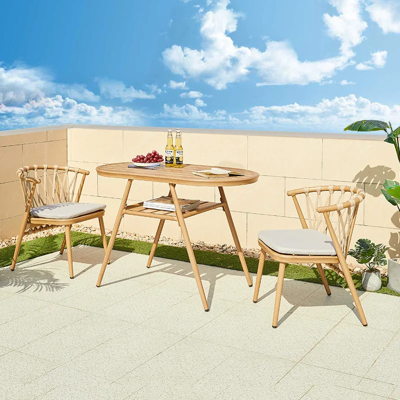 

HYS outdoor aluminum rattan tables and chairs outdoor balcony courtyard villa hotel garden sun room leisure dining table