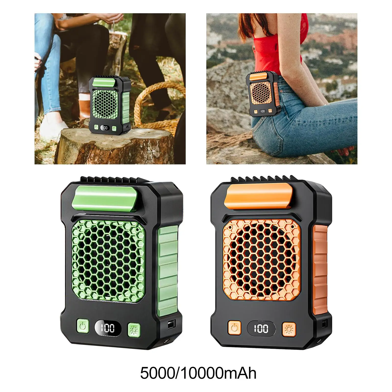 Mini Waist Clip with Light Cooling Fan for Sports Backpacking Worksite