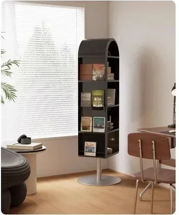 Rotatable full-body mirror floor-to-ceiling bookshelf household bedroom light luxury fitting clothes storage mirror cabinet