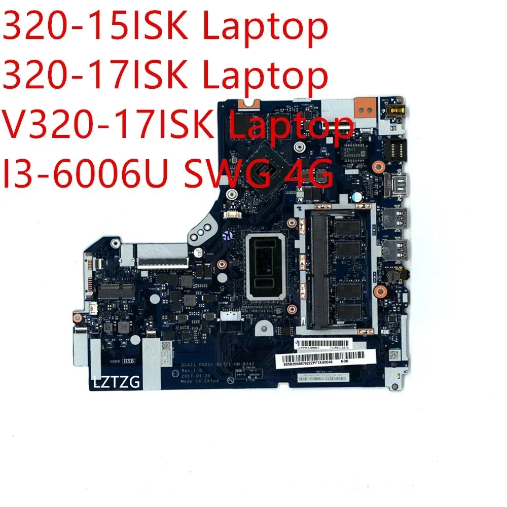 

Motherboard For Lenovo ideapad 320-15ISK/320-17ISK/V320-17ISK Laptop Mainboard I3-6006U SWG 4G 5B20N86792