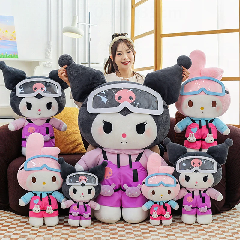 

Kawaii Kuromi Melody Plush Toy Cute Filled Doll for Kids Birthday Xmas Gift Skiing Kuromi My Melody Stuffed Animal Bedding Decor