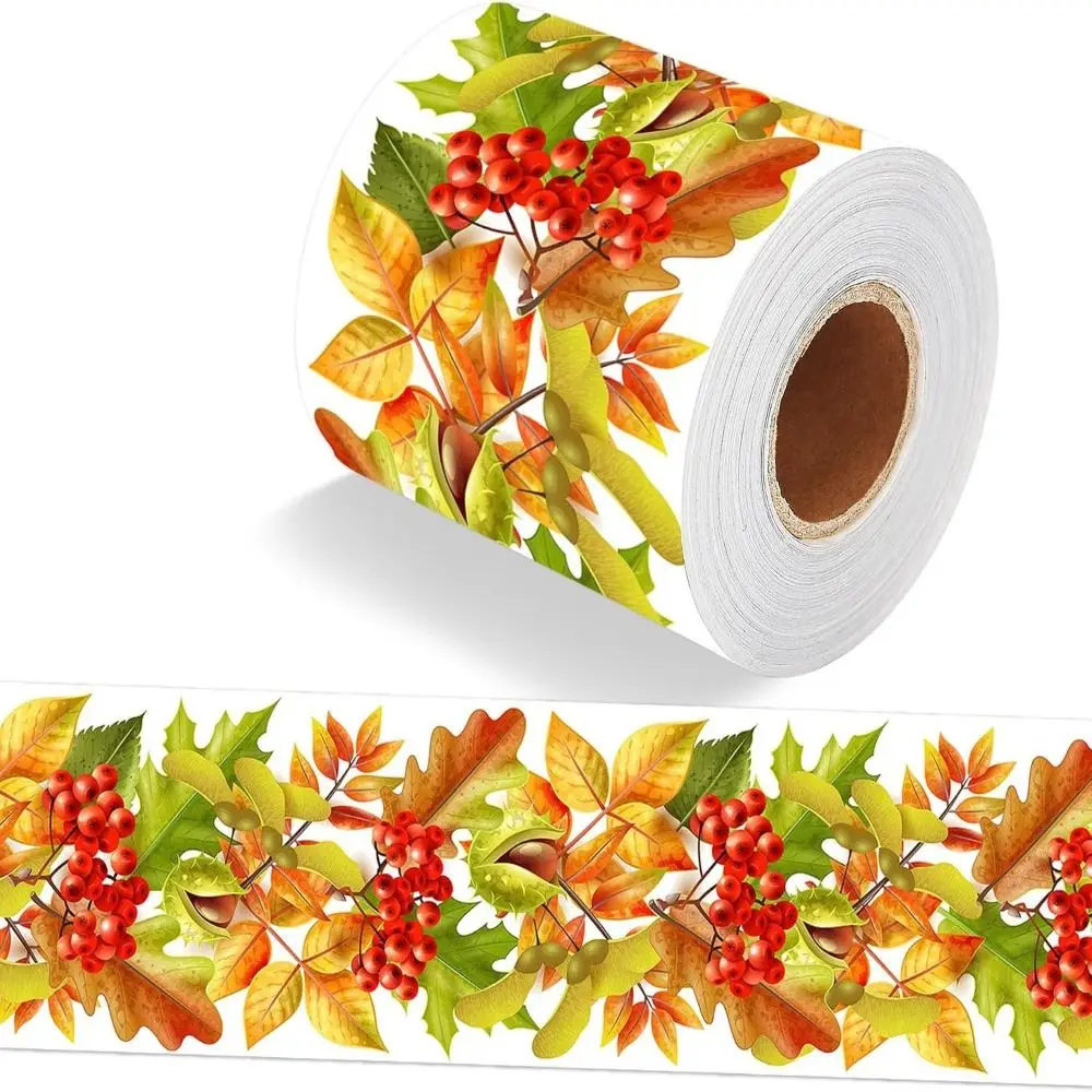 Self Adhesive Bulletin Board Border Woodland Theme Waterproof Border Sticker Roll 10m Red Mushroom Pattern