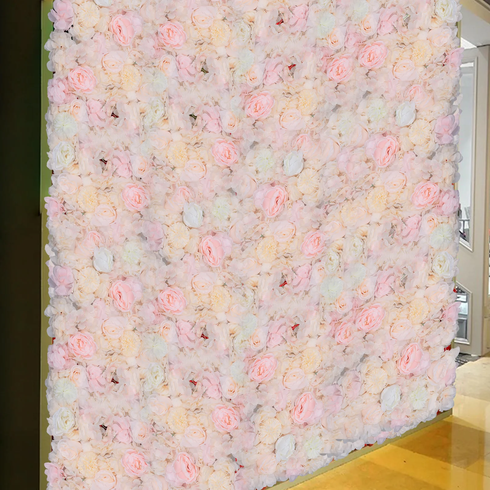 

Flower Wall Panel Floral Backdrop -23.6" X 15.7" Silk Rose Wall Artificial Flower Wall Backdrop Faux Flower Panel for Wedding