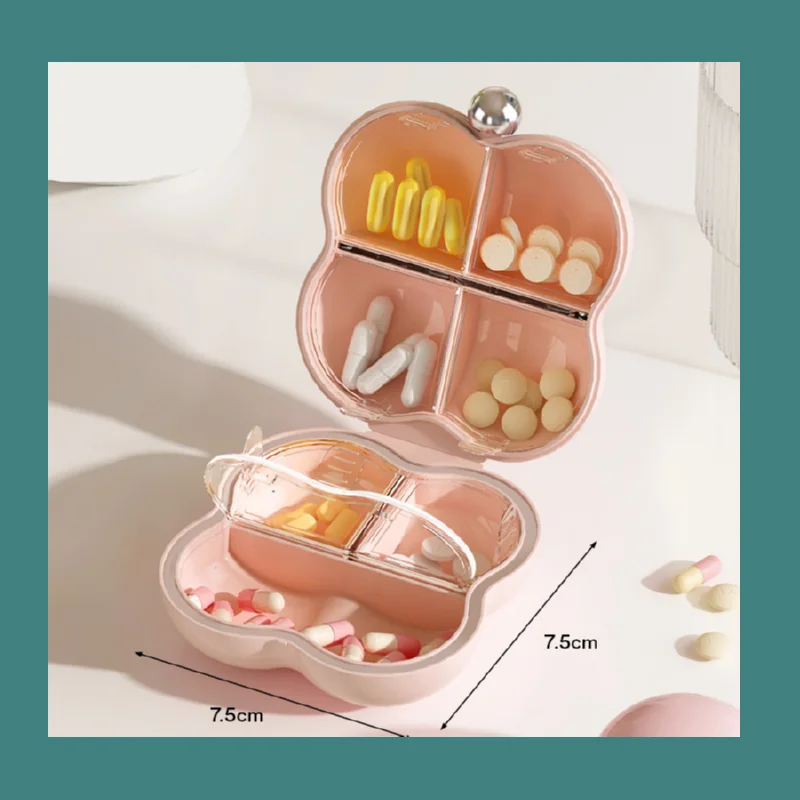 1Pc Pink Moisture-Proof Pill Storage Box Portable Medicine Box Divided Into Compartments without Odor Large Capacity