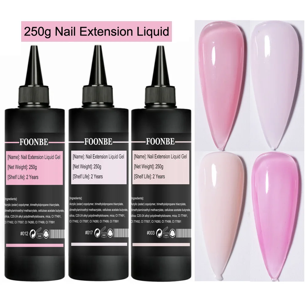 foonbe Nail Tips Gel Nail Polish For Extension 250g Clear Nude White Nail Extending Gel Acrylic Stick Decoration Glue Manicure