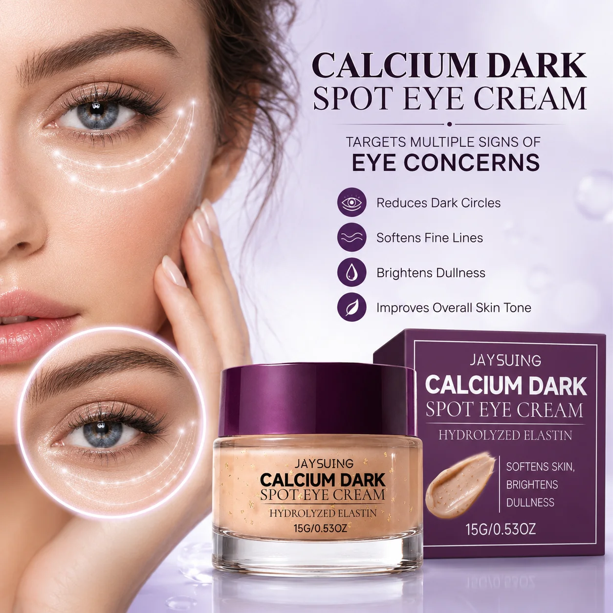 Calcium Dark Spot Eye Cream |  |Reduce Under Eye Bags Firm Sagging Eye Skin Anti Wrinkles Moisturize Calcium Volume Eye Cream