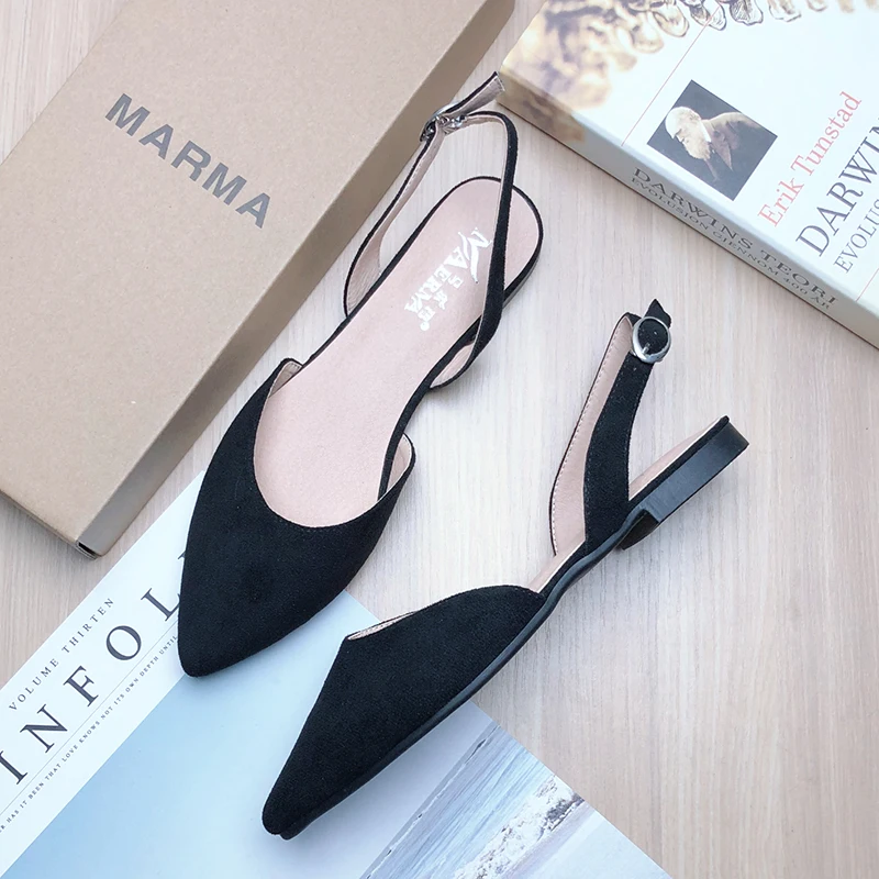 Women Flats Shoes for Women 2022 Spring New Pointed Shoes for Ladies Size 41 42 43 33 34 Suede Velvet Leather Flat Heel Shoes