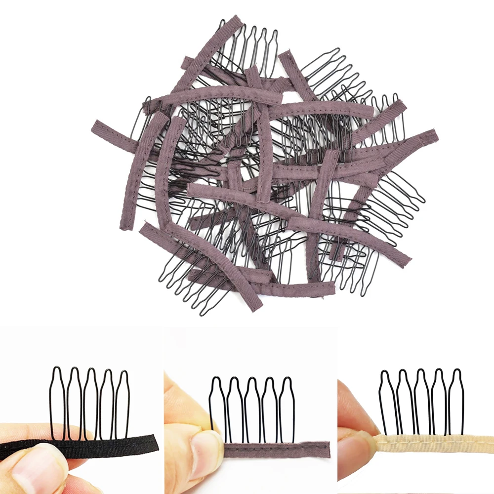 30pcs Wig Comb Clips 5 Teeth Hair Extension Clips Stainless Steel Wig Clips Combs Snap Clips With Rubber For Hair Extension