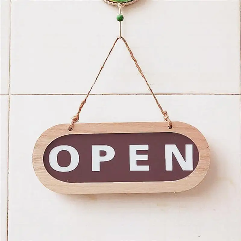 Open Closed Sign for Business Double Sided Door Sign Hanging Pendant Wooden Door Sign Decor