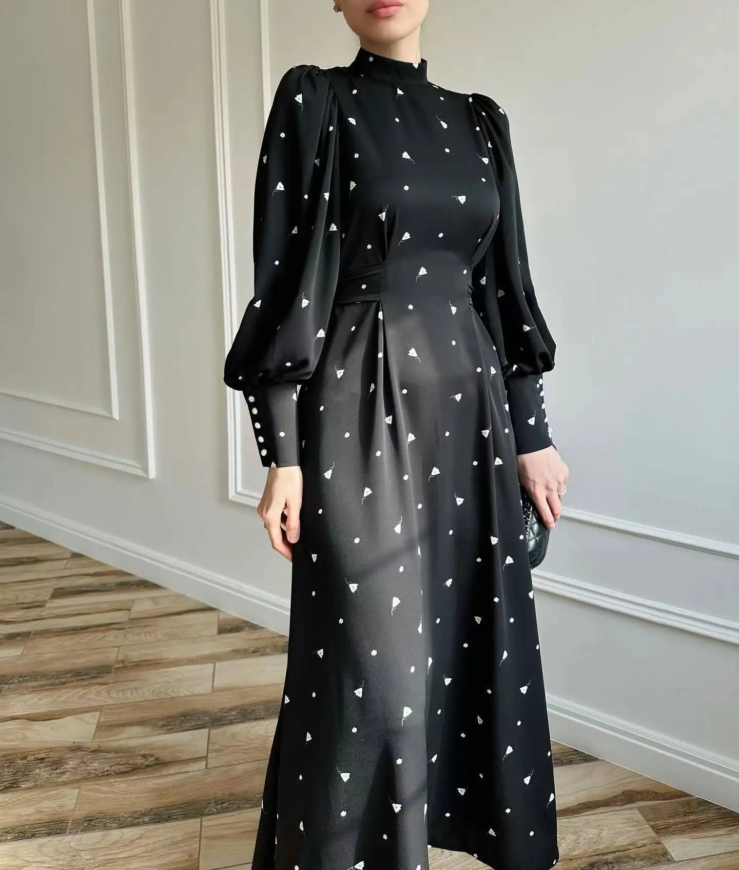 Abaya musulmano per le donne Maxi abito Stampa Abiti Lace Up Ramadan Eid Marocco Islam Jalabiya Dubai Abaya Caftano Arabo Abito lungo