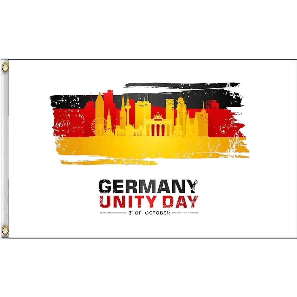 Drapeau personnalisé 3 x 5 pieds avec inscription de vœux pour la fête de l'unité allemande, bannière de vacances