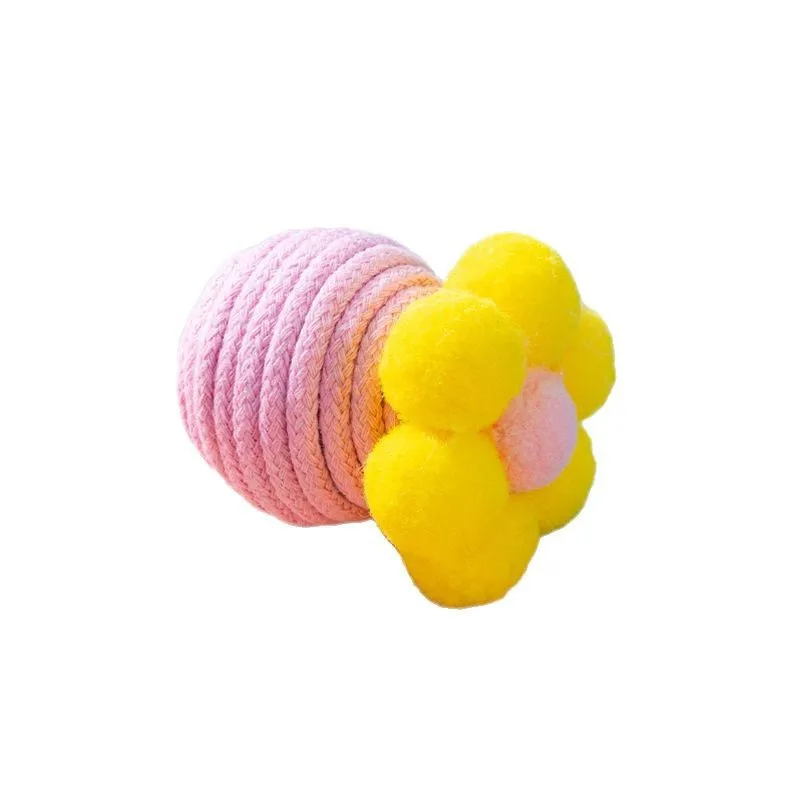 

Cat Toy,Self-Playing Dopamine Cotton Rope Teething Interactive Ball with Bell for Exercising and Relieving Boredom Pet Supplies