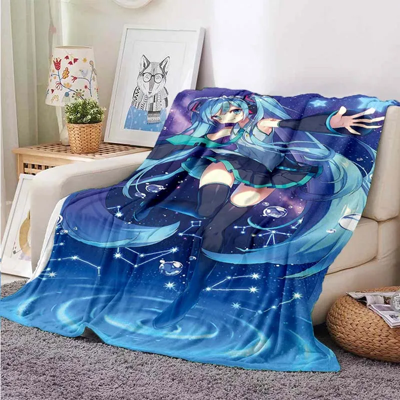 CVirtual singer anime character pattern printed soft blanket throw blanket  blankets for beds Comic cartoon soft plush blanket