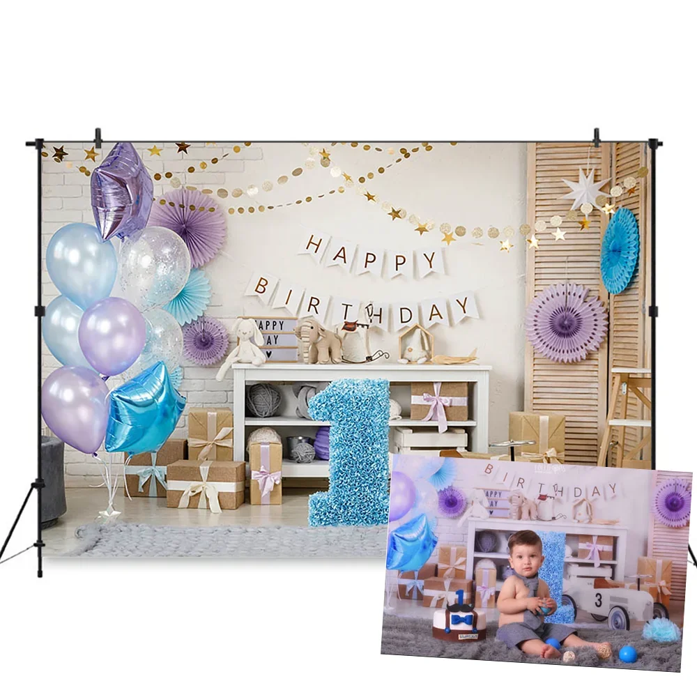 Fondo de fotografía de pastel de 1er cumpleaños, globos para bebé, fondo de fiesta para recién nacido, fondo de pastel para sesión fotográfica de cumpleaños para niña y niño