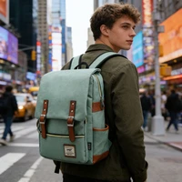 Mochila Vintage para ordenador portátil de 16 pulgadas, bolsos de lona para mujer, mochilas de viaje de lona para hombre, bolso informal Retro, mochilas escolares para adolescentes