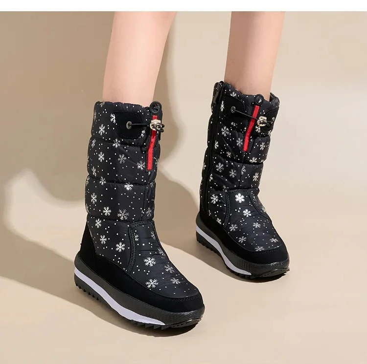 

Women Winter Boots Platform Snow Boots Waterproof Non-slip Thick Plush Warm Mid-calf Boots for Women Winter Shoes