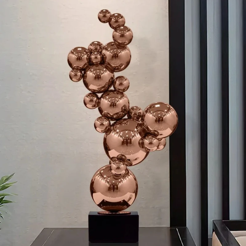 Abstract Art Statue 69cm Home Decor Living Room Desktop Decoration Stainless Steel Sculpture New Year Decoration Gift Ornaments