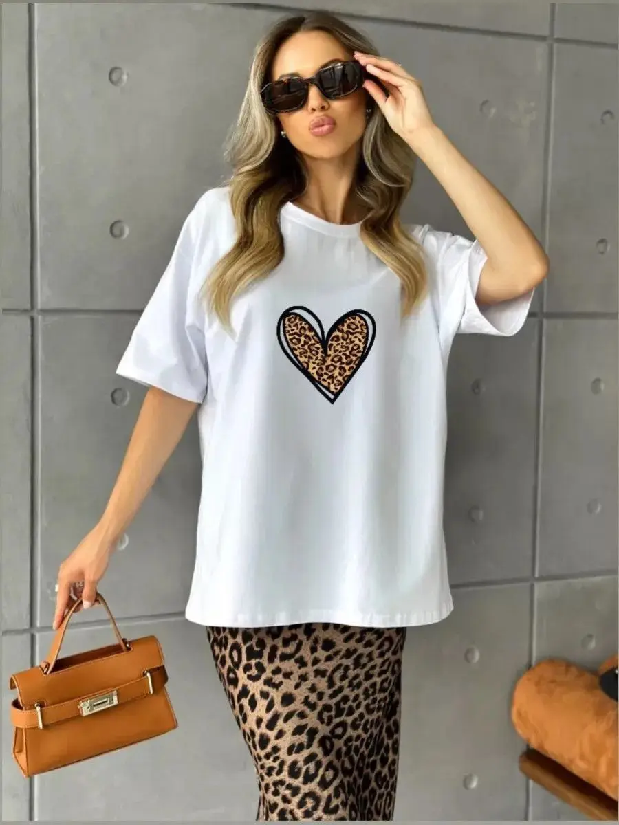 

A Niche Trend: Oversized Leopard Print for A Youthful Look, Loose 100% Pure Cotton 2025 Summer Short-sleeved Shirt