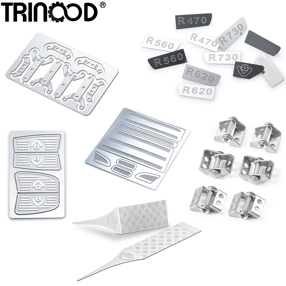 1:14 Scale Simulated Decoration Tools LOGO Sticker Anti-Slip Plates Intake Grille Door Hinge for Tamiya Truck Tractor DIY Parts