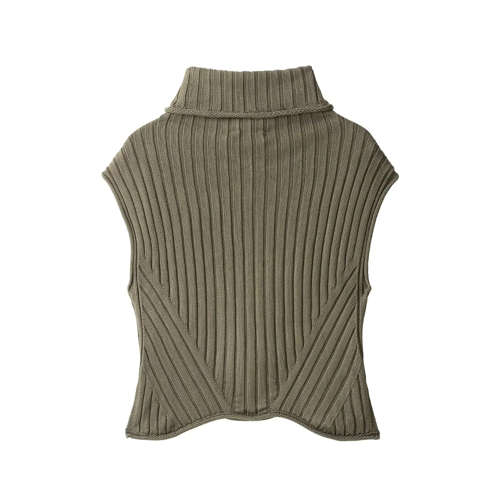 KONDALA Chic 2025 Fashion Women Casual Knitted Vest Autumn Sweater Vintage Pullover Slim Vest Elegant Female Green Tank Sweater