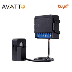 AVATTO Tuya WiFi Controller 80A Energy Meter Current KWh Power Electricity Statistics Monitoring Device for Alexa Google Home