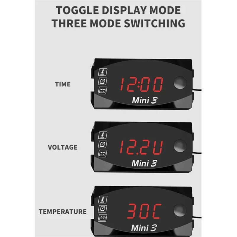 3 w 1 czas cyfrowy zegar samochodowy motocykl łódź DC 6V-30V Multi termometr woltomierz LED Audio Usb przełącznik wodoodporny Tester