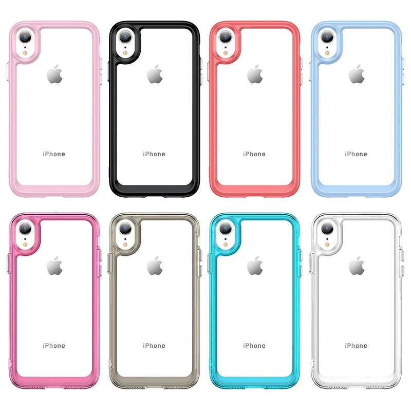 For iPhone XR Case iPhone X XR XS Max Cover Shockproof Colorful Soft Edge Silicone Transparent Bumper For iPhone XR 6.1 inch