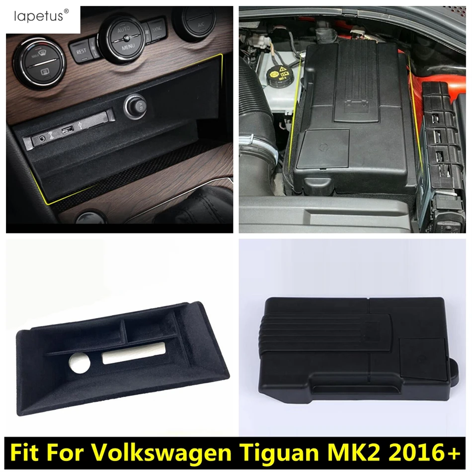 

Center Control Storage Box / Engine Battery Anode Negative Electrode Cover Accessories For Volkswagen VW Tiguan MK2 2016 - 2023