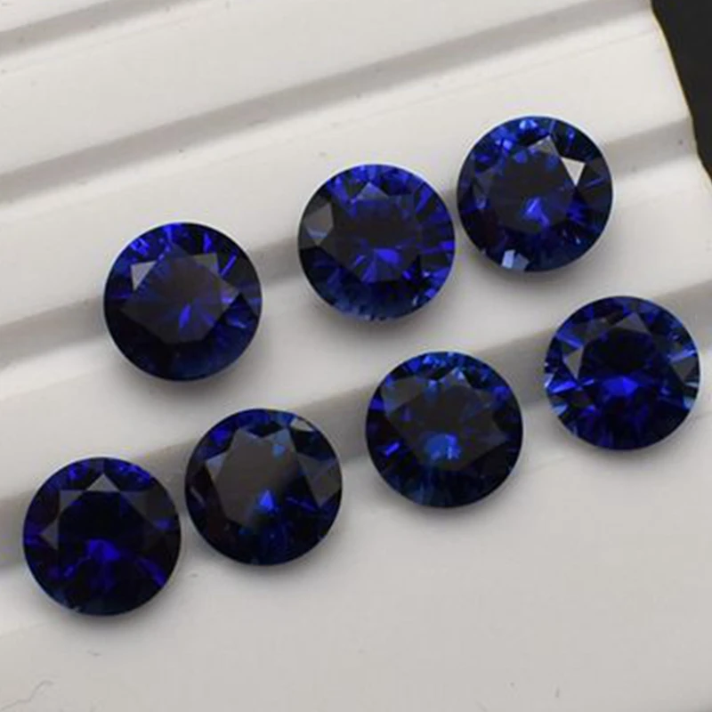 

Pretty Sapphire Round Shape Blue Color Gemstone for Advanced Jewelry Making Gem Beads Pass Test DIY Gem