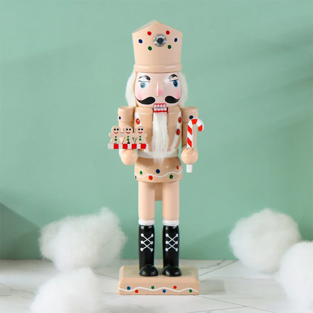 

25CM Nutcracker Puppet Wood Wooden Soldier Handcrafts Gingerbread Man Christmas Gift European Style Ornament Home Decoration