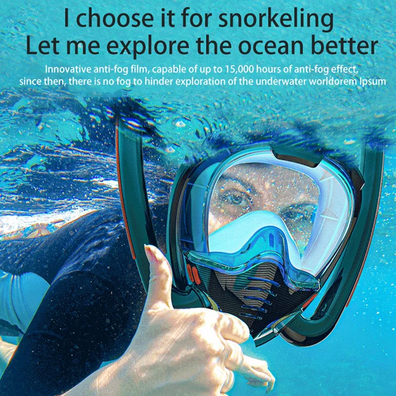 Snorkeling Mask Double Tube Silicone Diving Mask Adult Swimming Mask Diving Goggles Underwater Breathing Mask