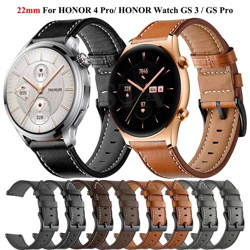 22mm MagicWatch Watchbands For HONOR Watch 4 Pro/GS3 GS 3i/Pro Leather Straps For HONOR Magic Watch 2 46mm Wristbands Bracelets