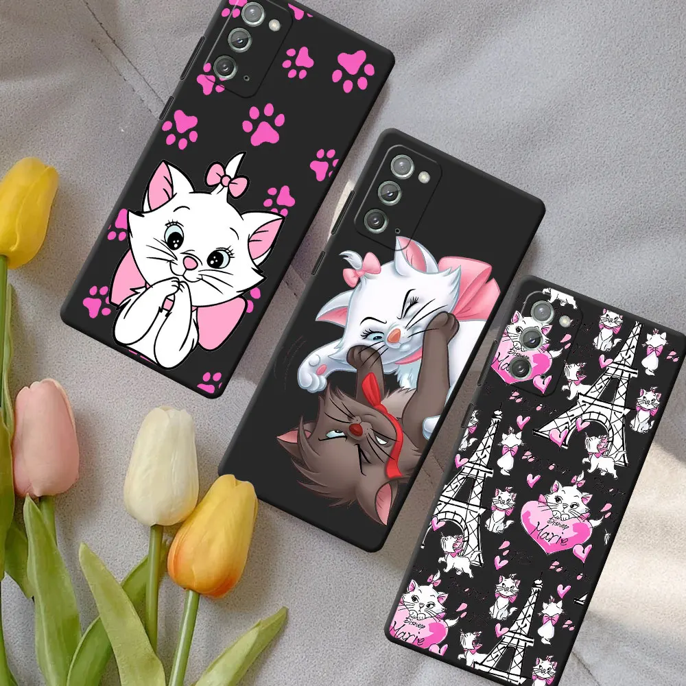 Disney Marie Cat Cartoon Case for Samsung Galaxy Note 20 Ultra 5G 10 Plus 9 Black TPU Phone Cover M12 J6 Plus J7 J8 J5 J2 Prime