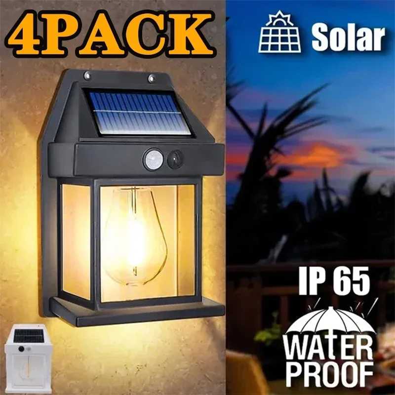 

Outdoor Solar Wall Lamp Waterproof Tungsten Filament Lamp Intelligent Motion Induction Light Household Light Garden Wall Light