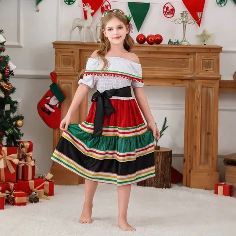 

Юбка для выступлений на Хэллоуин для девочек, костюм Dr Stage ow, длинный наряд Dr Par, детская традиционная этническая одежда