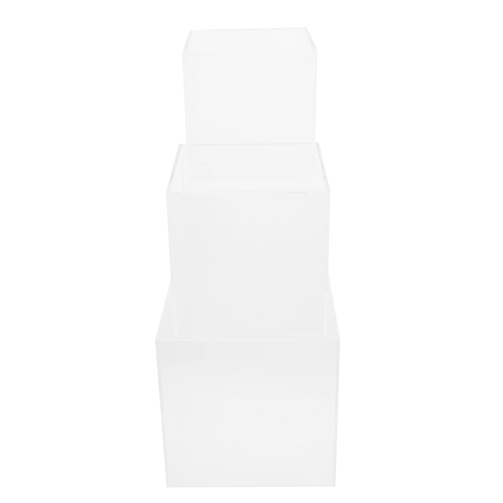 

3pcs Acrylic Cube Risers Clear Storage Box Display Case Cake Stand Small Boxes For Jewelry Figurines Nesting Save