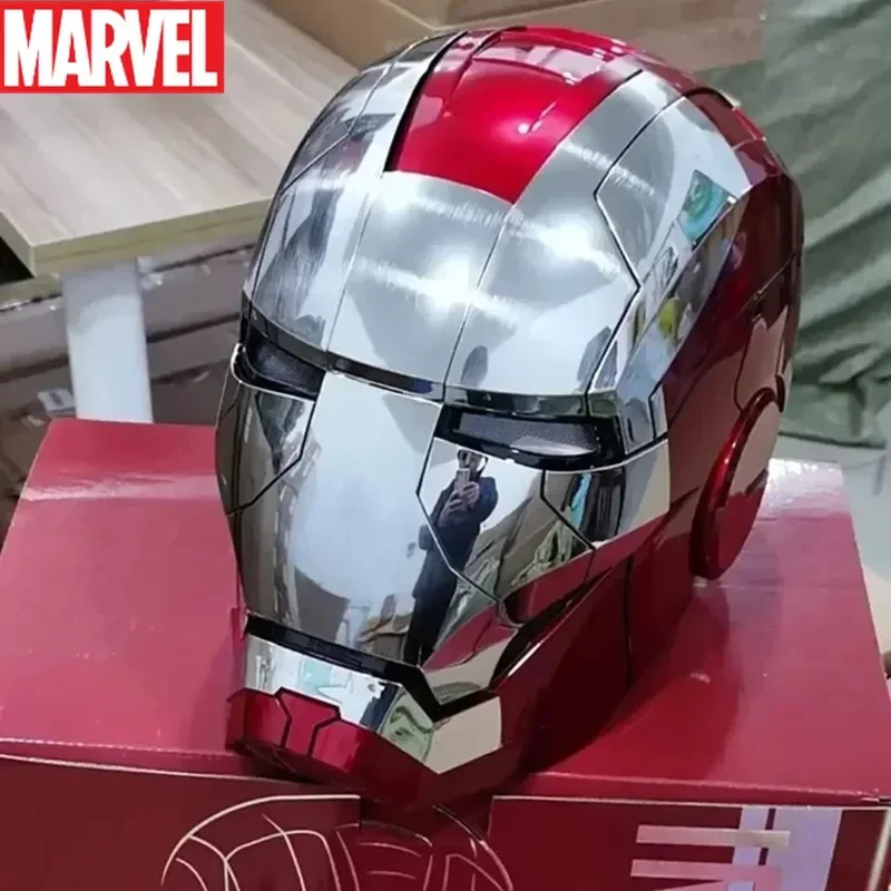 Marvel Iron Man Mk5 1:1 Helmet Autoking Upgraded Version Imported Chips Wearable Helmets Blue Silver Edition Adult Boy Toys Gift