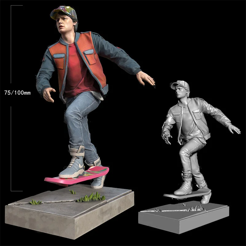 

1/35 1/24 75mm 1/18 100mm Resin Model Kits Skateboard Boy Figure Unpainted No Color RW-855