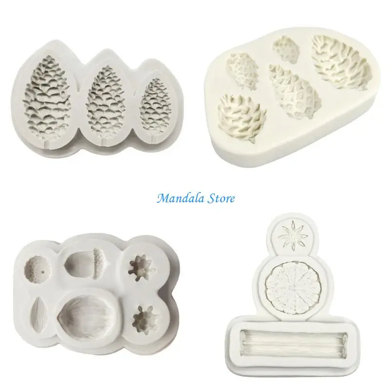 

U2JC Elegant Lemon Slices and Star Anise Fondant Mould Winter Spices Silicone Molds Set for Cake Decoration and Candy Making