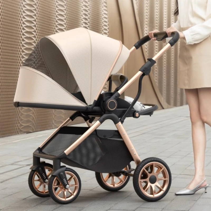 

Lightweight Baby Stroller with Shock Absorption Suitable for Outdoor Travel Adjustable Backrest, One-touch Folding