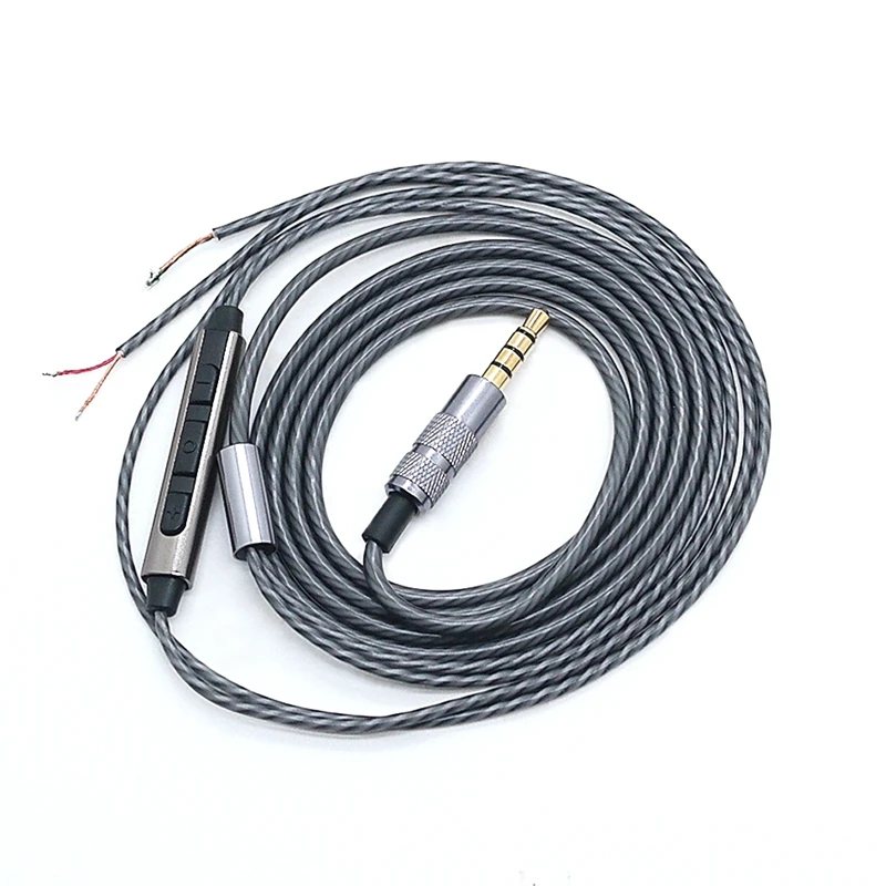 DIY Earphone Cable Headphone Repair Replacement Wire Cord with Mic Volume Controller 3.5mm 4-Pole Jack