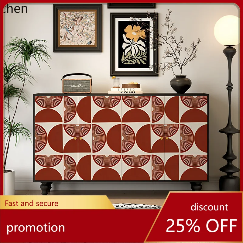 YFY  Solid Wood Vintage Entryway Cabinet Geometric Sideboard Wall-Mounted Integrated Storage Cabinet