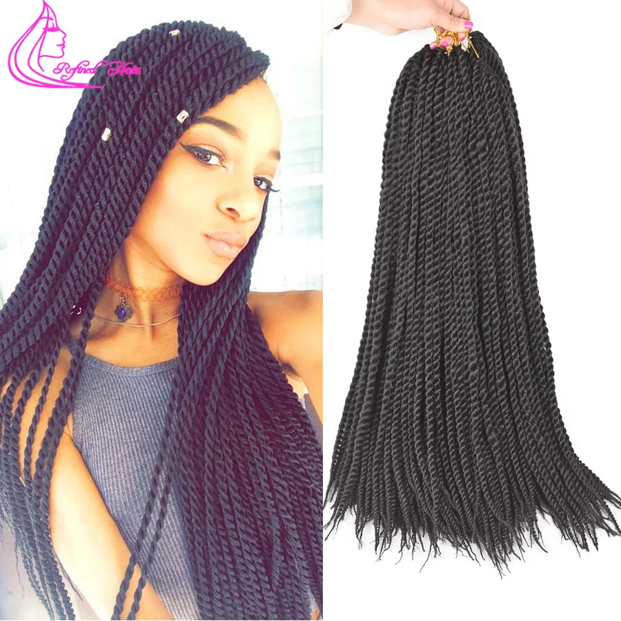 Trança de extensão de cabelo torção senegalês artesanal, trança de cabelo marrom cinza vermelho ombré sintético para mulheres meninas 22 fios/pc