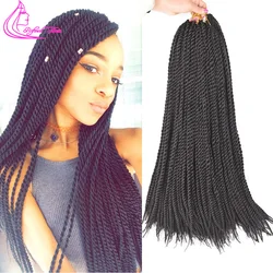 Trenzas de ganchillo hechas a mano para mujer y niña, extensiones de cabello senegalés Twist, marrón, gris, rojo, trenza sintética ombré, 22 hebras/pc