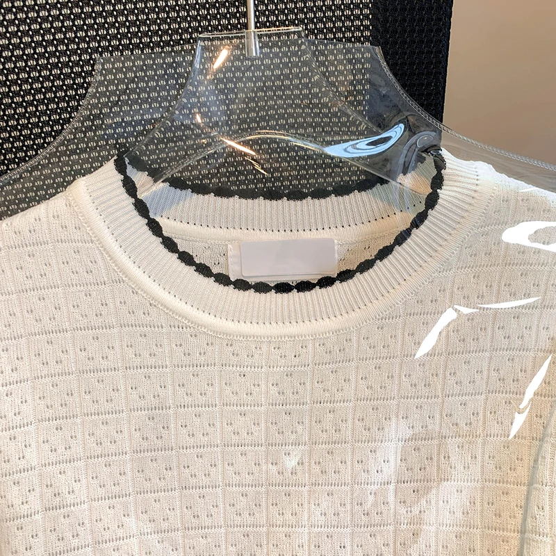 Nowe swetry Swetry dziergane Damskie pulowery Sweter z okrągłym dekoltem Sweter dziergany Pulower Damskie topy Modne swetry z krótkim rękawem Sueters De Mujer Q2478