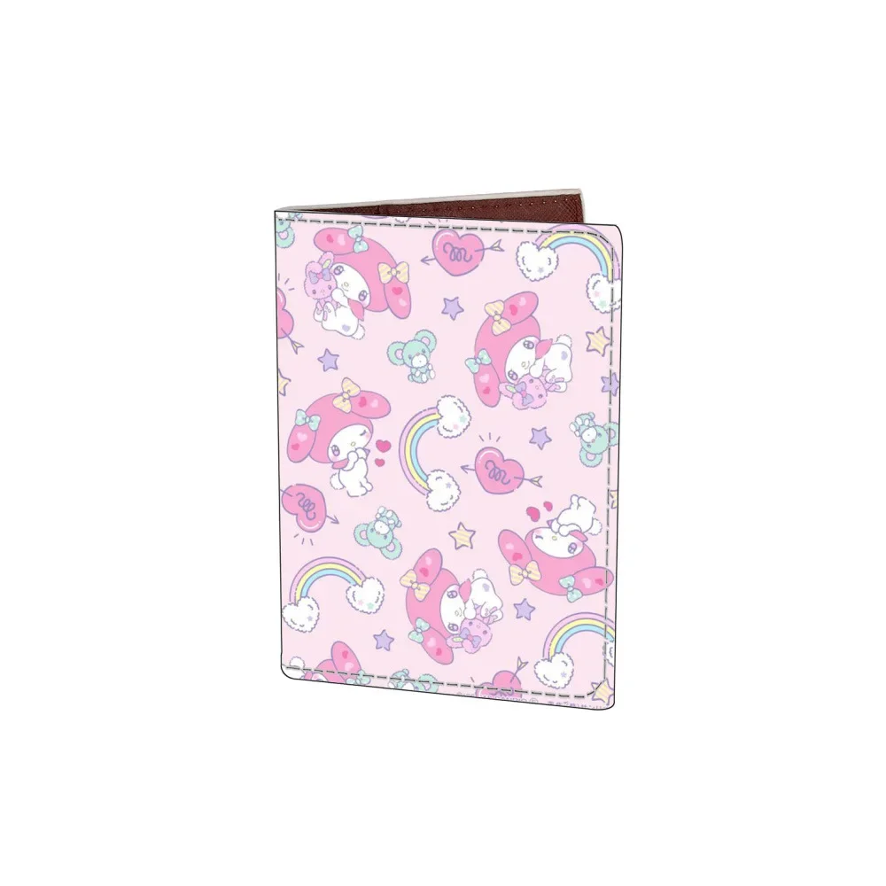 New Sanrio Passport Cover Hello Kitty Melody Kulomi Cartoons Print PU Protective Case Portable ID Travel Credential Card Holder