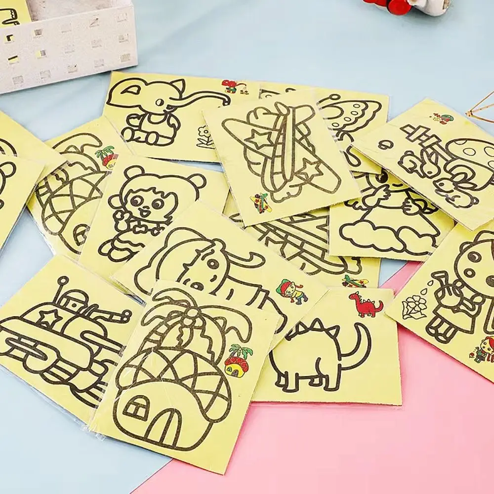 브러쉬 아트 페인팅 모래 그림 세트 종이 모래 예술 어린이 색칠하기 책 수공예품 낙서 그림 그리기 색칠 장난감