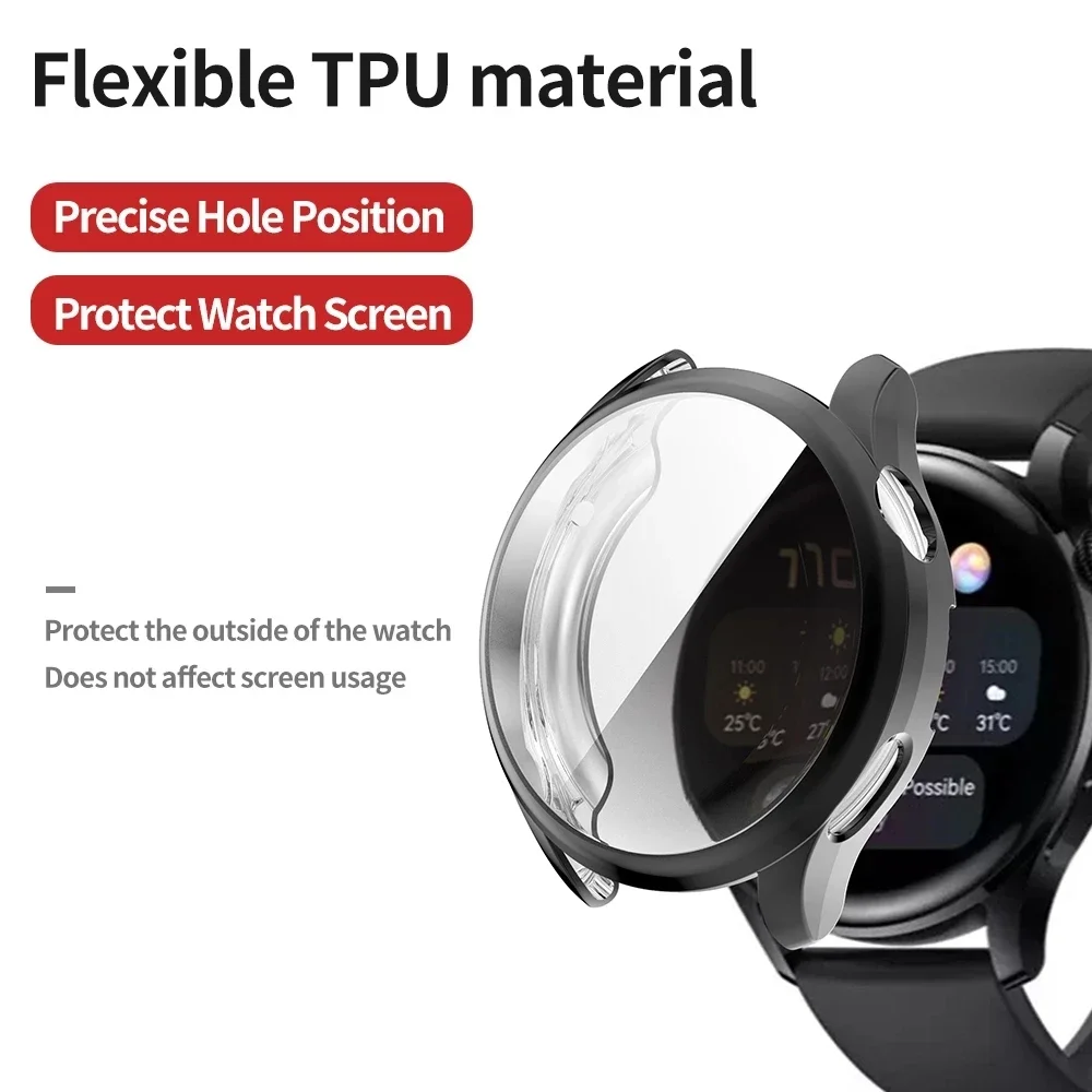 Lichtgewicht Screen Protector Case Voor Huawei Horloge 3 46Mm Horloge 3 Pro 48Mm Cover Flexibele Tpu Bumper Soft Slim Shell Accessoires